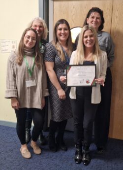 Head teacher and class teacher receive research award from the School Fruit and Vegetable Study team